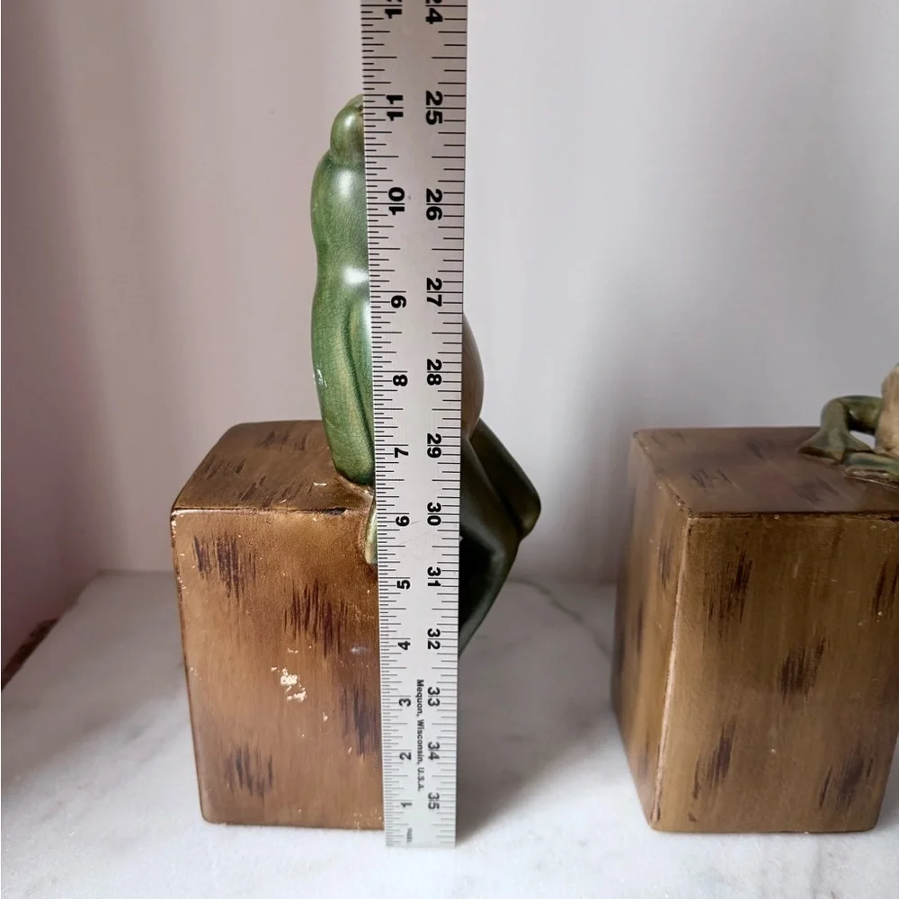 Charming Frog Bookends - Green and Brown
